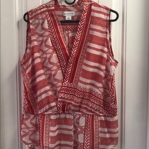 Liz Claiborne red and white blouse.